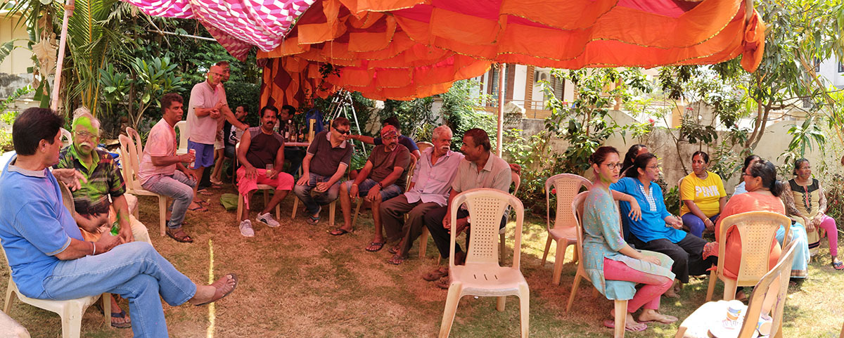 Holi celebrations in progress.